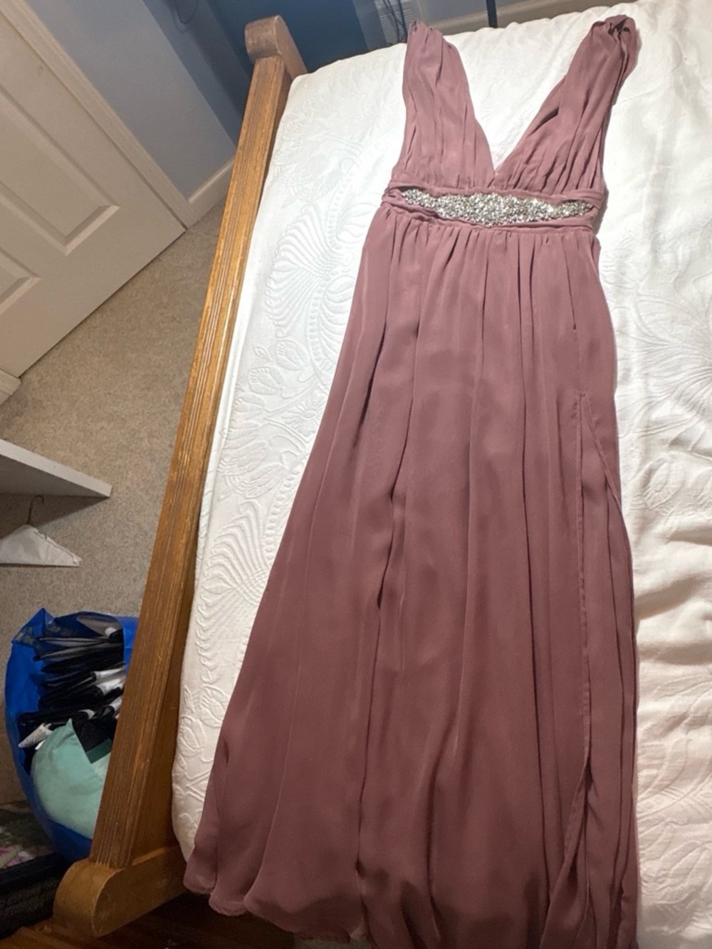 Blush maxi dress with added silver detailing